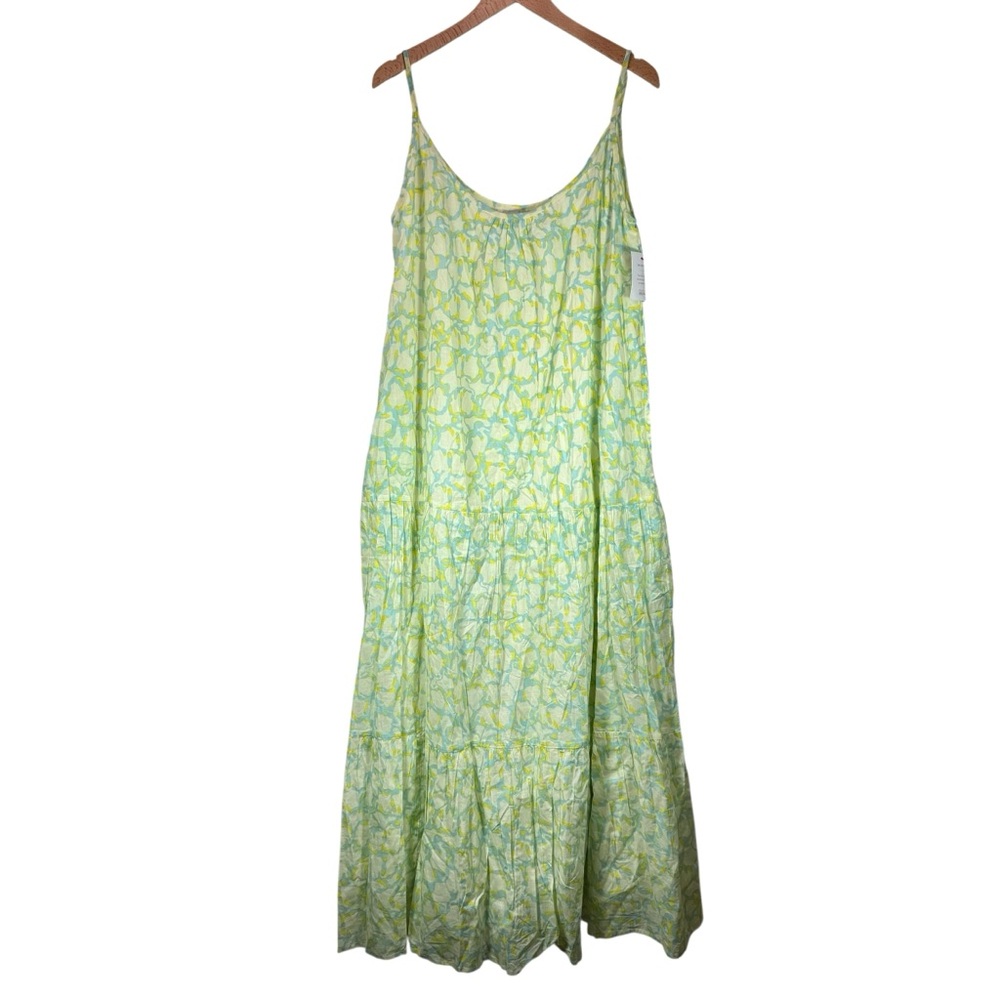 Olivia James Floral Maxi Tiered Dress Large Tuckernuck 100% Cotton Spring Lined